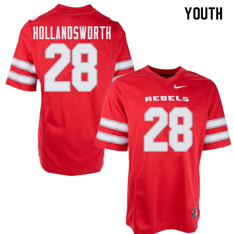 Youth UNLV Rebels #28 Tariq Hollandsworth College Football Jerseys Sale-Red - Click Image to Close